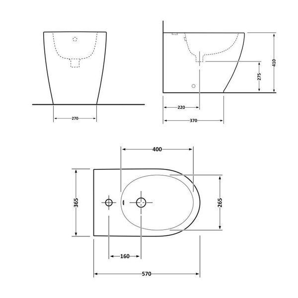 Біде підлогове Qtap Robin 565x360x405 Matt black QT13442141CMB SD00043834 фото