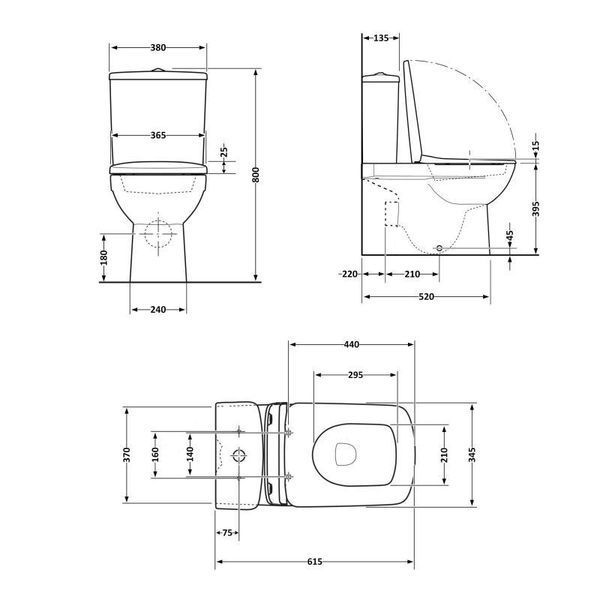 Унітаз підлоговий Qtap Aries Rimless безобідковий з сидінням Soft-close WHITE QT03228302W SD00052628 фото