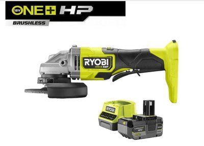 Шліфмашина кутова Ryobi RAG18X-1C40S акумуляторна ONE+ НР, безщіткова, 125мм, 18В, АКБ 1х4.0Ач 5133005614 фото