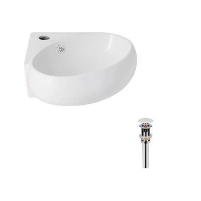 Комплект Qtap Leo N: Раковина підвісна угловая овальна 380x360x130 мм WHITE + Донний клапан PU02O SD00053455 фото