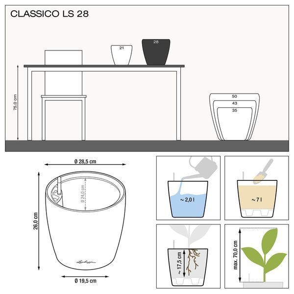 Вазон Lechuza Classico Premium LS 28, білий 16040 фото