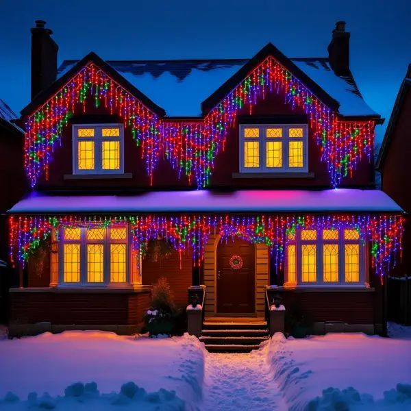 Вулична гірлянда Бахрома 20 м 335 LED гірлянда штора чорний провід Мультиколір 20MBML Garlando 20MBML 20MBML фото