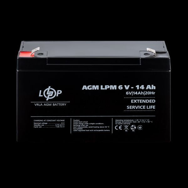 Акумулятор AGM LPM 6V - 14 Ah 4160(log) фото