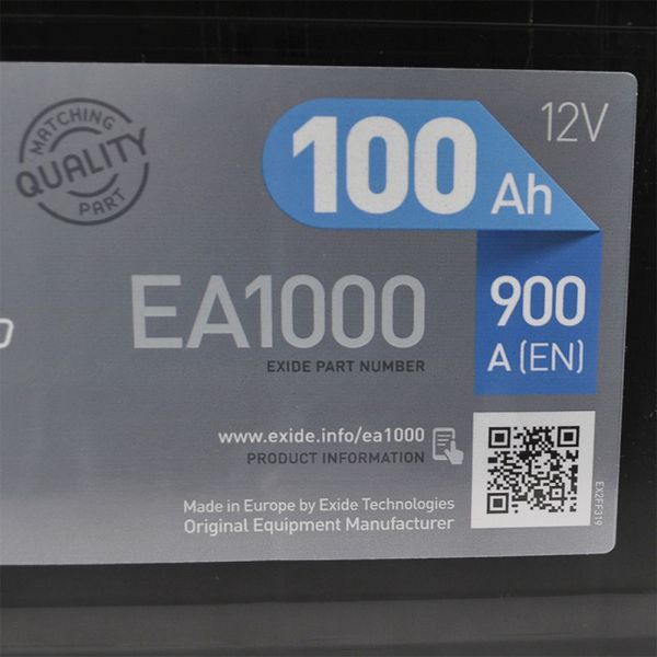 Автомобильный Аккумулятор EXIDE Premium 6СТ-100Ah АзЕ 900A (EN) EA1000 (76059) СТ-00118743 фото