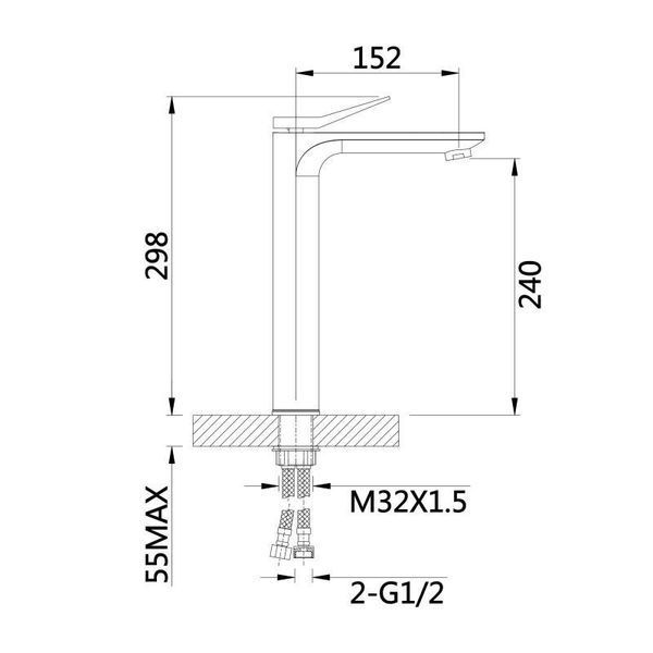 Змішувач для раковини Qtap Presto високий QTPRE269GRP45582 Graphite SD00051706 фото