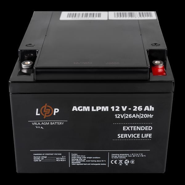 Акумулятор AGM LPM 12V - 26 Ah під болт М5 22883(log) фото