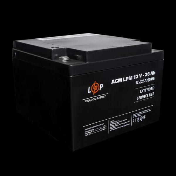 Акумулятор AGM LPM 12V - 26 Ah під болт М5 22883(log) фото
