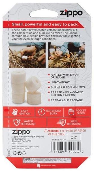 Трути для розведення вогню Zippo Easy Spark Tinder, блістер, картон 10 шт (2007559 Zippo) 2007559 фото