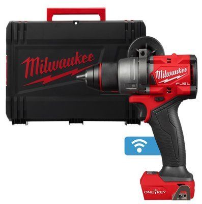 Дриль-шуруповерт акумуляторний безщітковий MILWAUKEE, M18 ONEDD3-0X, 158Нм (каркас, кліпса для ременя, бічна рукоять, HDкейс) 4933492799 фото