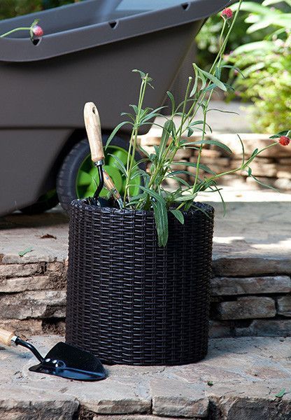 Горщик для квітів Keter Cylinder Planter Small, 7 л, сірий 7290103668204 фото