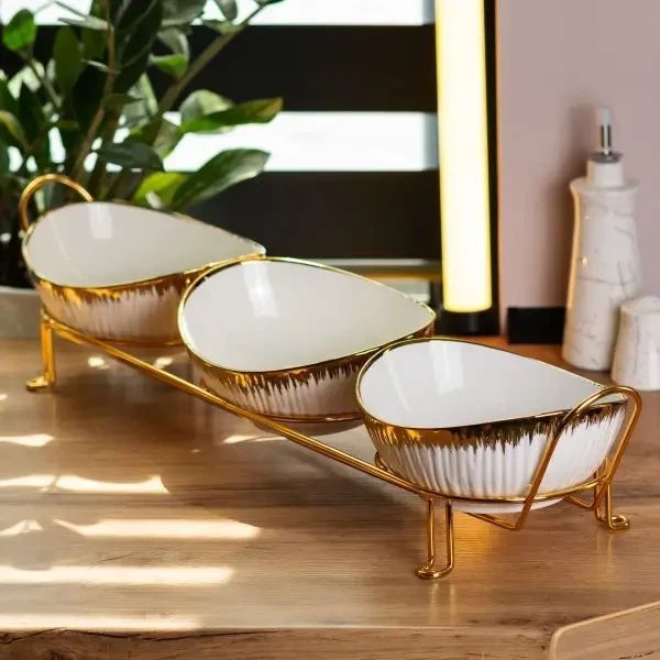 Набір менажниць керамічних 3 штуки на металевій підставці 66*16*13 см Yiwu HP1007 HP1007 фото