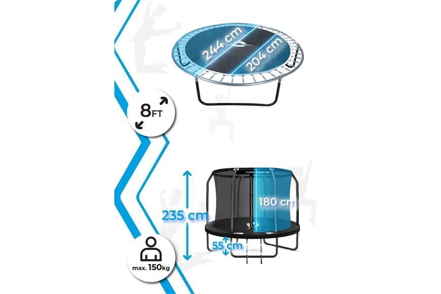 Батут THUNDER INSIDE ELITE з внутрішньою сіткою 8 футів 244 см чорний INSIDE-ELITE-8FT-BLACK INSIDE-ELITE-8FT-BLACK фото