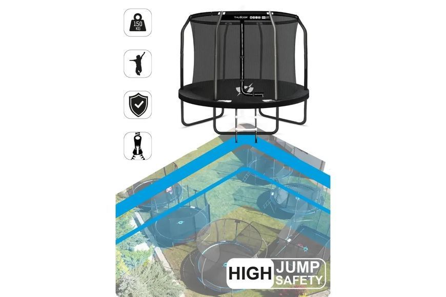 Батут THUNDER INSIDE ELITE з внутрішньою сіткою 8 футів 244 см чорний INSIDE-ELITE-8FT-BLACK INSIDE-ELITE-8FT-BLACK фото