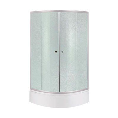 Душова кабіна Latwa SC80x80.SAT.MID.FR полукругла, скло Frost 4 мм + Душовий піддон KAPIELKA ST80x80x26, з SD00050785 фото