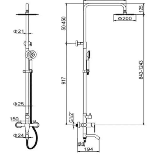 ДУШЕВА СИСТЕМА Solone JAT16-A094 1696 фото