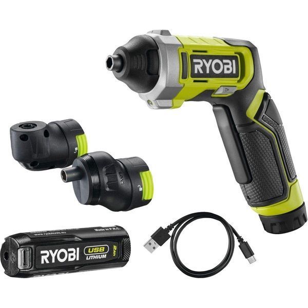 Викрутка акумуляторна Ryobi USB Lithium RSD4-120TA2 4В 1х2А&middot;год 5Нм 200об&middot;хв 2 насадки 10 біт 0.31кг кейс 5133 5133006211 фото