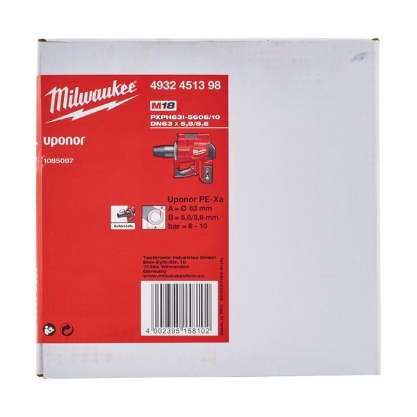 Головка розширювальна для Q&E труб Uponor MILWAUKEE, PXPH 63I-5606/10 DN63 (для M18 BLPXPL) 4932451398 фото