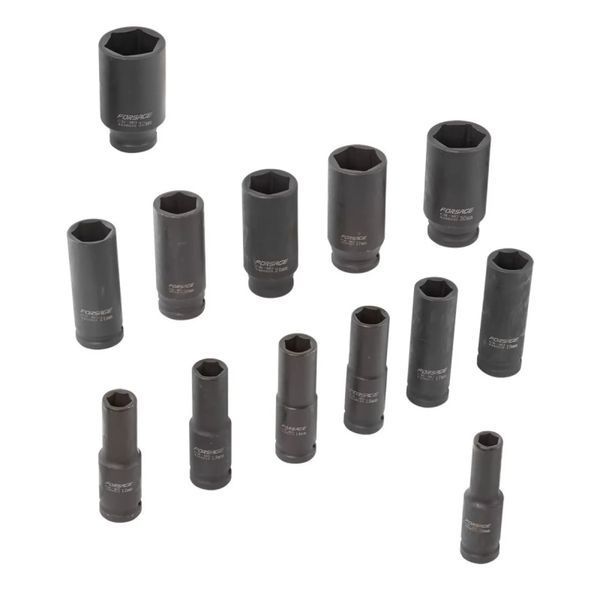 Набір головок ударних глибоких 13 предметів, 1/2'' (10, 12-15, 17, 19, 21, 22, 24, 27, 30, 32мм), на пластиков 50480(for) фото