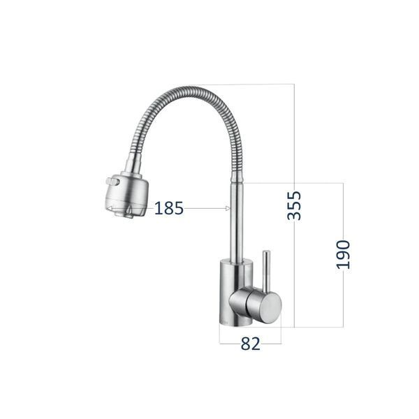 Змішувач для кухні Lidz Aria 015F41 з гнучким виливом (k35) LDARI015F41NKS45306 Nickel SD00051430 фото