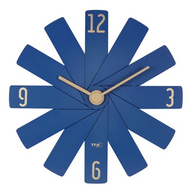 Годинник настінний TFA дизайнерський у наборі, безшумний механізм «Sweep», синій, 400x37x400 мм. 60302006 60302006 фото