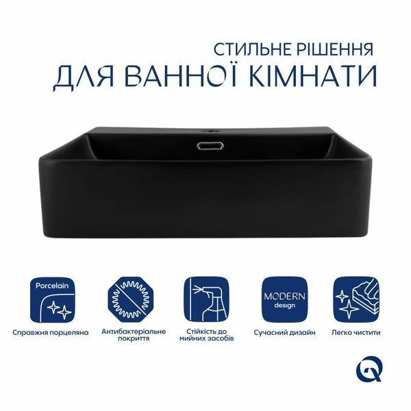 Раковина Qtap Nando LT 500х420х130 Matt black QT12116146AMB SD00052920 фото