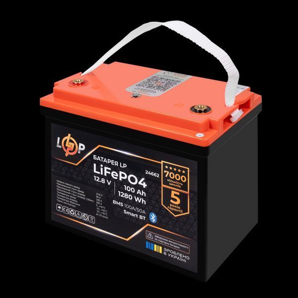 Акумулятор LP LiFePO4 12,8V - 100 Ah (1280Wh) (BMS 100A/50А) пластик Smart BT 24662(log) фото