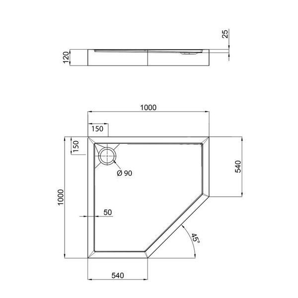 Душовий піддон Qtap Diamond 301112 100x100x12 см + сифон SD00046993 фото