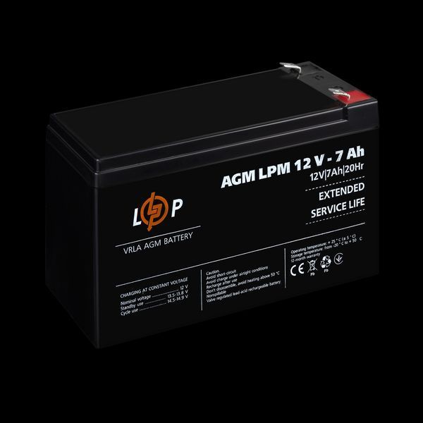 Акумулятор AGM LPM 12V - 7 Ah 3862(log) фото