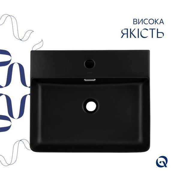 Раковина Qtap Nando LT 500х420х130 Matt black QT12116146AMB SD00052920 фото