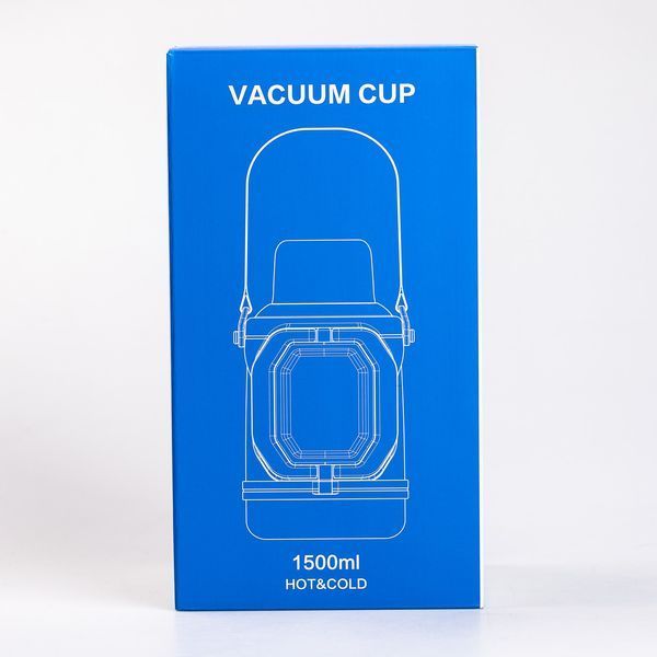 Термос Vacuum Cup 1.5 літра з ремінцем і складною ручкою коричневий HP-14-21V Yiwu HP-14-21V HP-14-21V фото