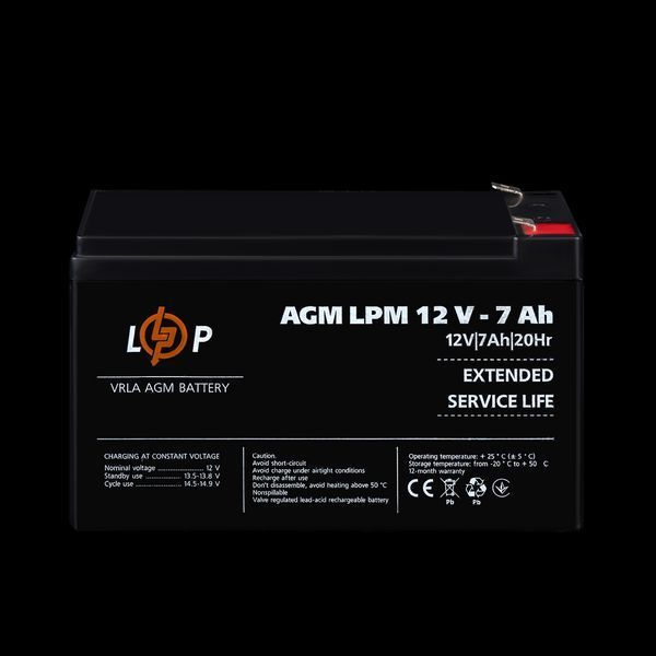 Акумулятор AGM LPM 12V - 7 Ah 3862(log) фото