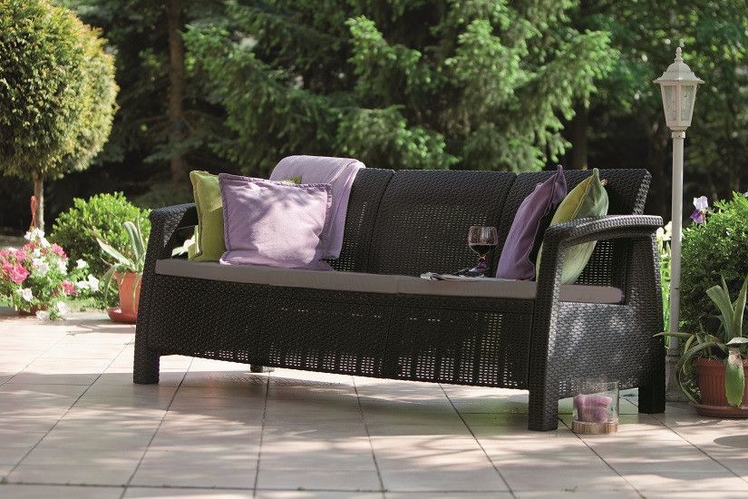 Софа садова пластикова Keter Corfu love seat max, сіра 8711245158761 фото
