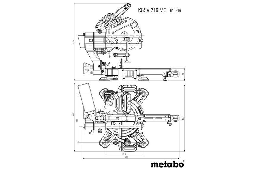 Торцювальна пила з протяжкою Metabo KGSV 216 MC (Безкоштовна доставка) 615216000 фото