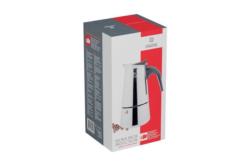 Кавоварка гейзерна Moka Inox Induction, 6 чашок Vinzer 89392 50392 фото
