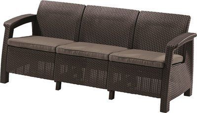 Софа садова пластикова Keter Corfu love seat max, коричнева 8711245158297 фото