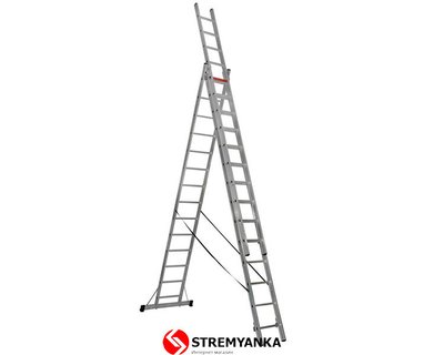 Трехсекционная алюминиевая лестница Triomax Pro VIRASTAR 3x14 ступеней TS220 фото