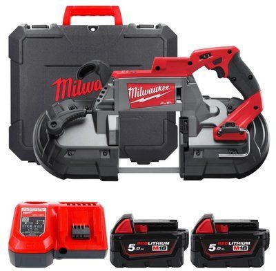 Пила стрічкова акумуляторна MILWAUKEE, M18 CBS125-502C (зарядний пристрій М12-18 FC, 2 акумулятори М18 В5 5Аг, кейс) 4933448195 фото