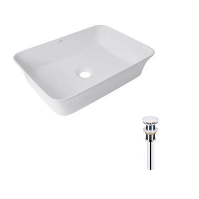 Комплект Qtap Virgo: Раковина накладна прамокутна 490х350х110 мм White + Донний клапан PU02 SD00053429 фото