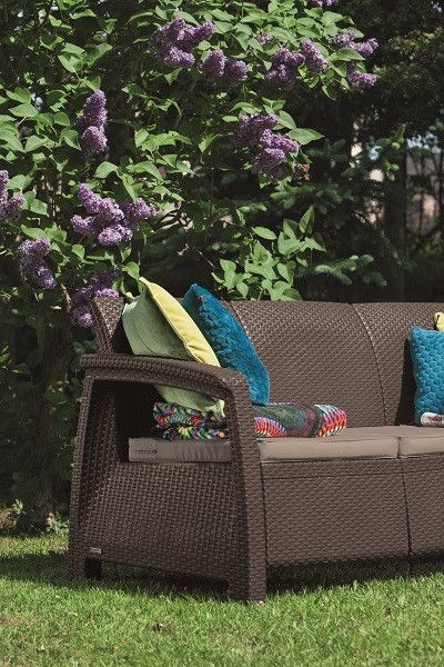 Софа садова пластикова Keter Corfu love seat max, коричнева 8711245158297 фото