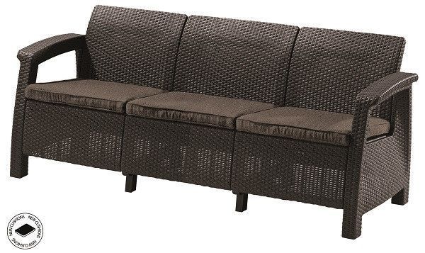 Софа садова пластикова Keter Corfu love seat max, коричнева 8711245158297 фото