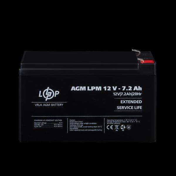 Акумулятор AGM LPM 12V - 7.2 Ah 3863(log) фото