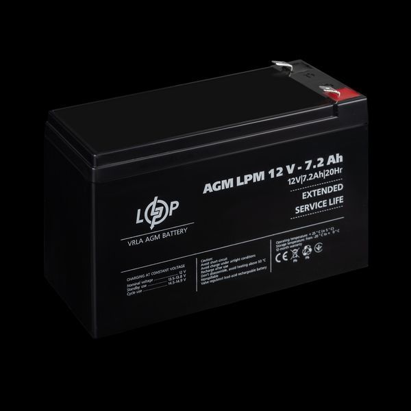 Акумулятор AGM LPM 12V - 7.2 Ah 3863(log) фото