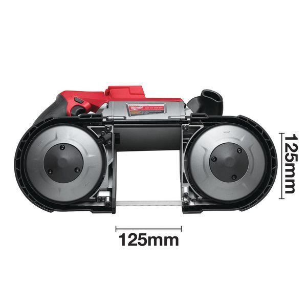 Пила стрічкова акумуляторна MILWAUKEE, M18 CBS125-502C (зарядний пристрій М12-18 FC, 2 акумулятори М18 В5 5Аг, кейс) 4933448195 фото