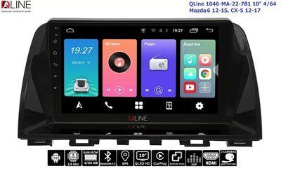 Штатна магнітола QLine 1046-MA-22-781 10" 4/64 Mazda 6 12-15, CX-5 12-17 33700-car фото