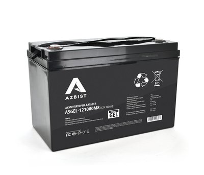 Акумулятор AZBIST Super GEL ASGEL-121000M8, Black Case, 12V 100.0Ah ( 329 x 172 x 215 ) Q1/36 U_01332 фото