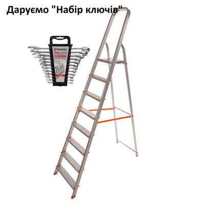 Стремянка алюминиевая Laddermaster Alcor A1A8. 8 ступенек + подарунок 3918-01 фото