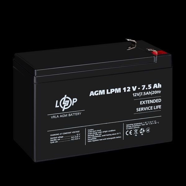 Акумулятор AGM LPM 12V - 7.5 Ah 3864(log) фото
