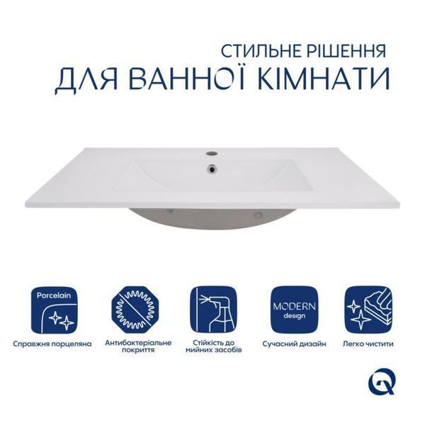 Комплект Albatross: Раковина врізна меблева 820x460x180 мм, White, прямокутна + Донний клапан Pop-up PU02O SD00054599 фото