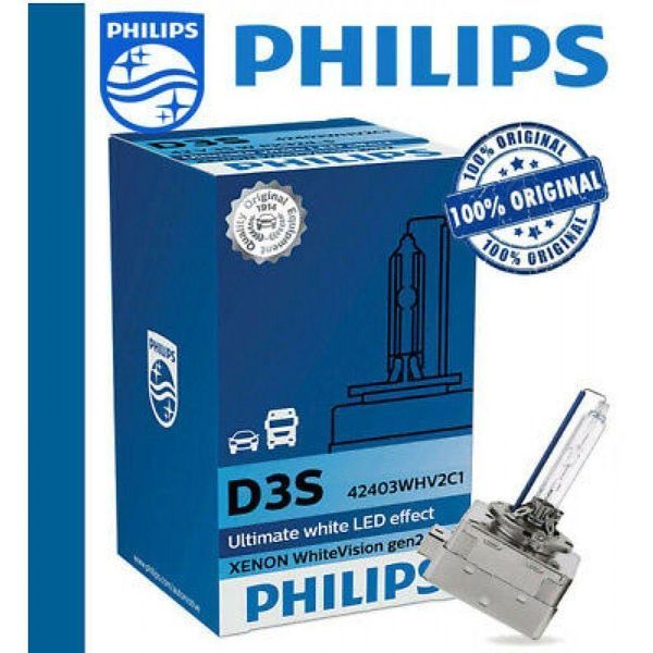 Лампа ксенонова PHILIPS D3S 42403WHV2C1 WhiteVision gen2 5000K 28754-car фото