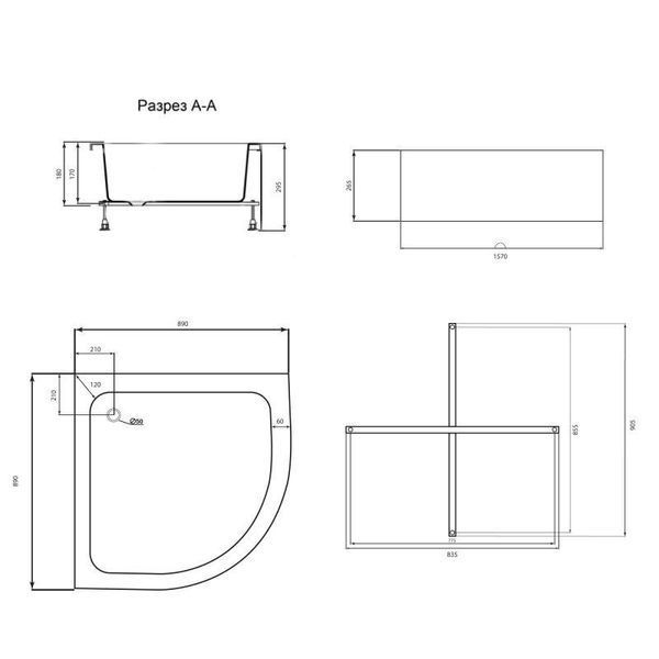 Душовий піддон Lidz KAPIELKA ST90x90x26 SD00050479 фото
